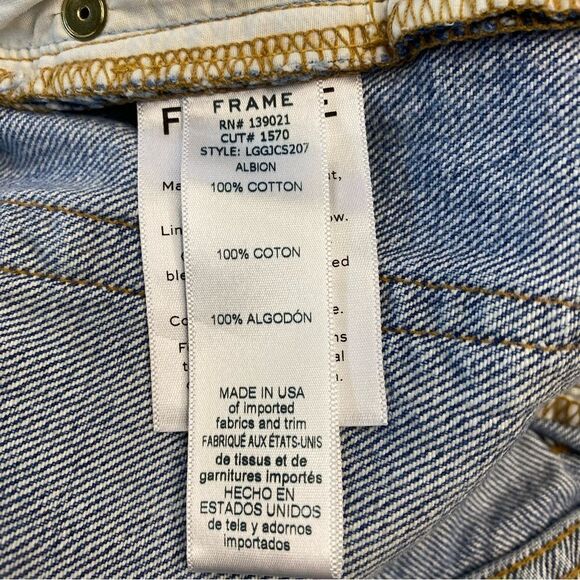 FRAME DISTRESSED DENIM SHORTS    LE GRAND GARÇON SHORT - Picture 6 of 7